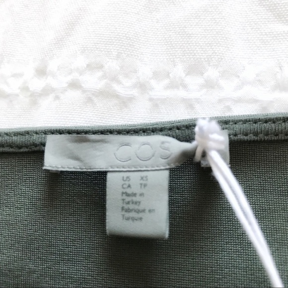 COS Sage Green Long-Sleeve Blouse with Sculpted Flower Detail - Picture 8 of 11